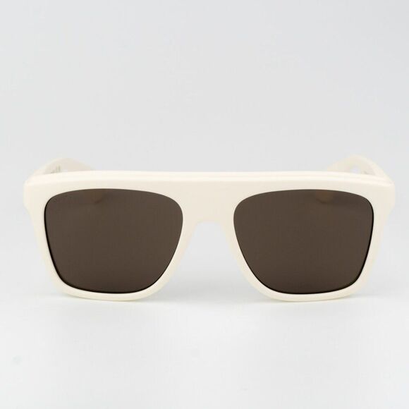 NEW Gucci GG1570S 003 Matte White Brown Unisex Pilot Sunglasses GG 1570S - Picture 1 of 9